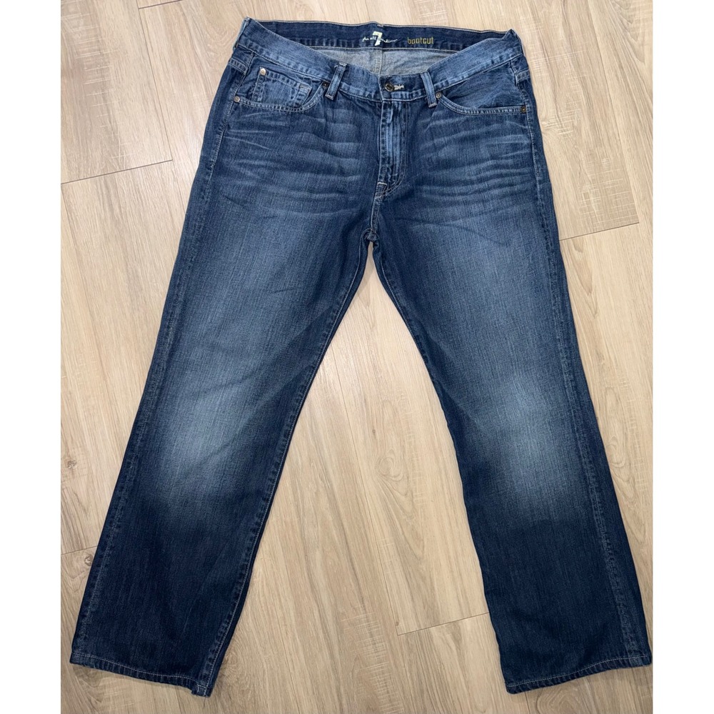 7 For All Mankind Mens Bootcut Jeans Size 36 Medium Wash Blue 100% Cotton Denim